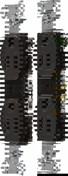 Straight Blade Duplex Receptacle: NEMA 5-15R, 15 Amps, Self-Grounding